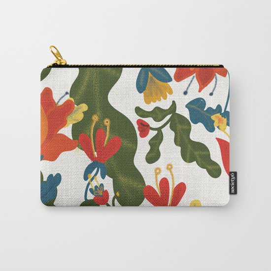Tropical Flower Pattern Carry-All Pouch