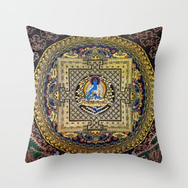 Rose Gold Buddha Thangka Mandala Throw Pillow
