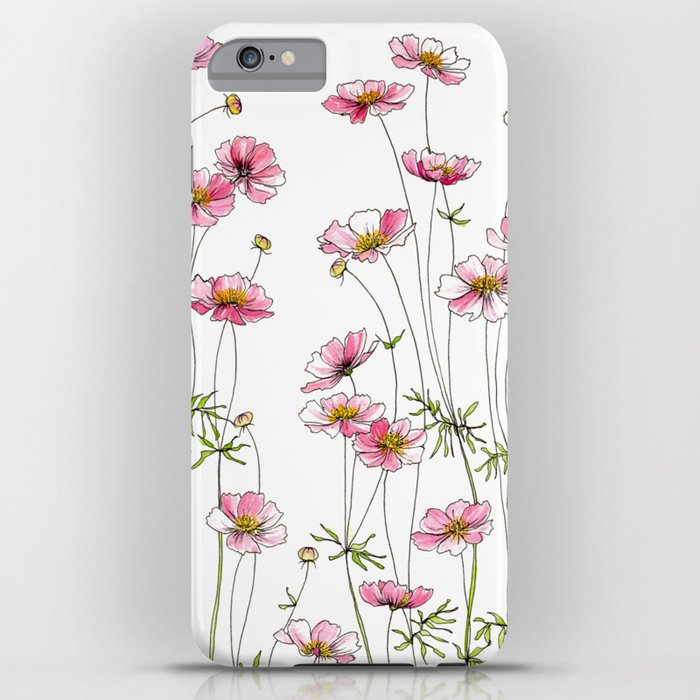 pink cosmos flowers iphone case
