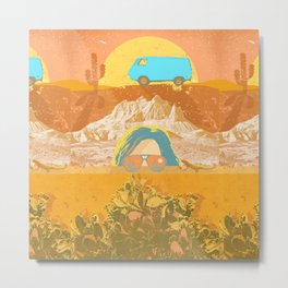 DESERT SUNSET Metal Print | 1970S, Curated, Orange, Sun, Cactus, 70S, Vehicle, Psychedelic, Trip, Adventure 