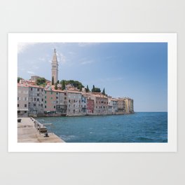Church of St. Euphemia towers above the old town | The Mediterranean atmosphere of Rovinj | An old town in Croatia Art Print