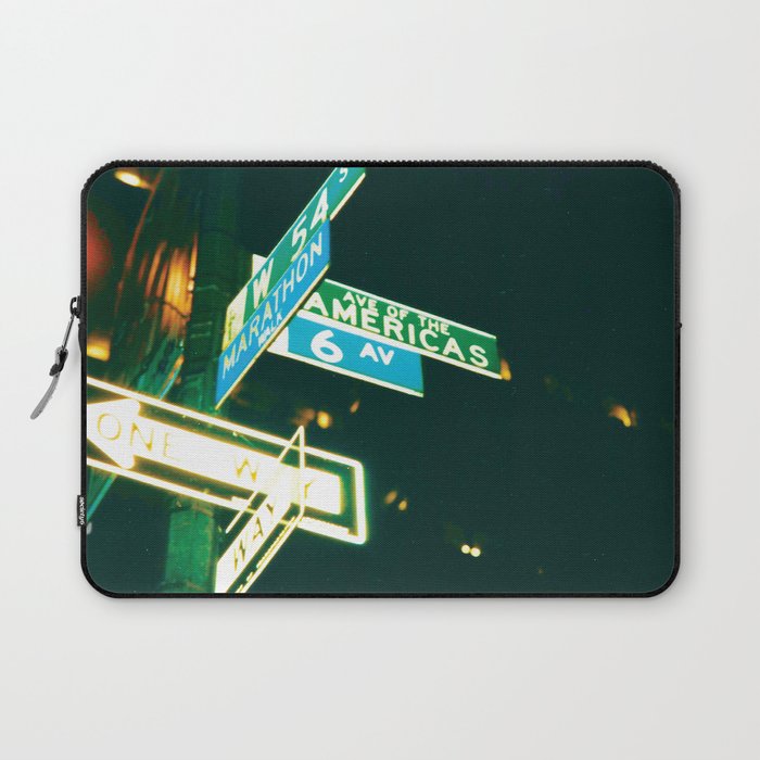 NYC Street Signs At Night Laptop Sleeve