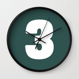 3 (White & Dark Green Number) Wall Clock