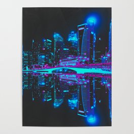 Future Skyline Cyberpunk City Poster