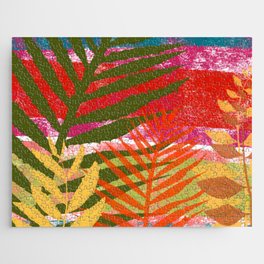 Tropical Daydream IX - red, yellow, turquoise, green Jigsaw Puzzle