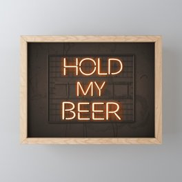 Hold My Beer Neon Bar Light Framed Mini Art Print