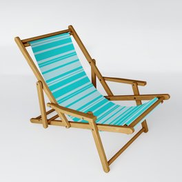 [ Thumbnail: Dark Turquoise and Powder Blue Colored Striped Pattern Sling Chair ]