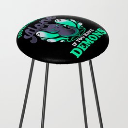 Me And My Demons - Cute Evil Cat Gift Counter Stool