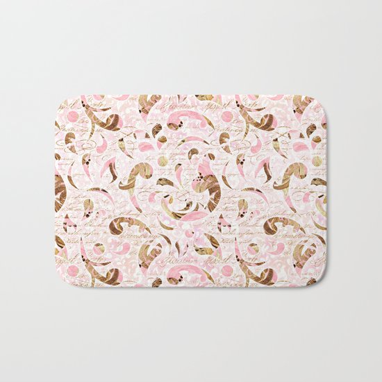 Pink Brown Swirls Bath Mat