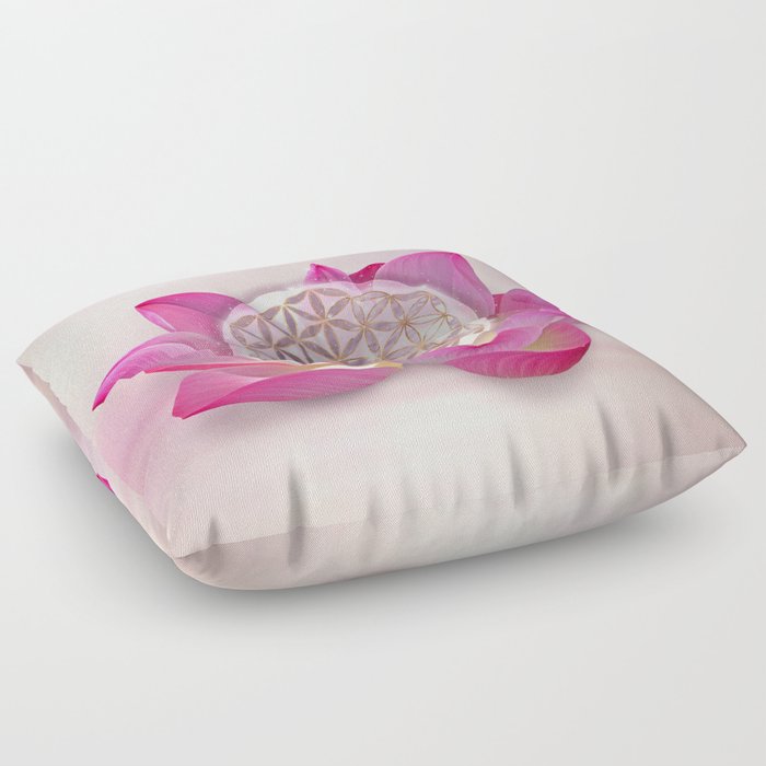 Flower of Life in lotus flower Floor Pillow