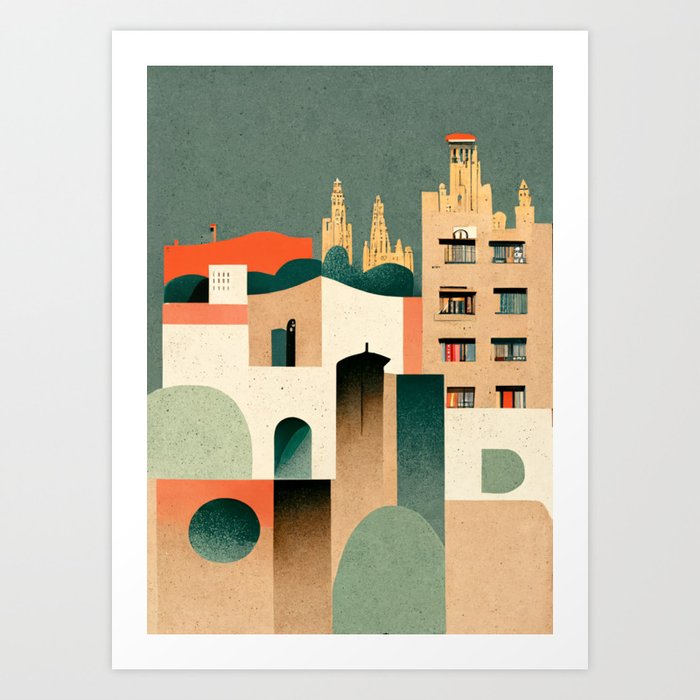 Barcelona Skyline Art Print