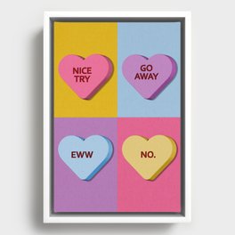 Mean Valentine's Candy Hearts 2 Framed Canvas
