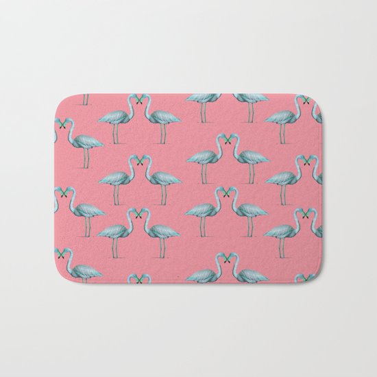 flamingo heart pattern Bath Mat