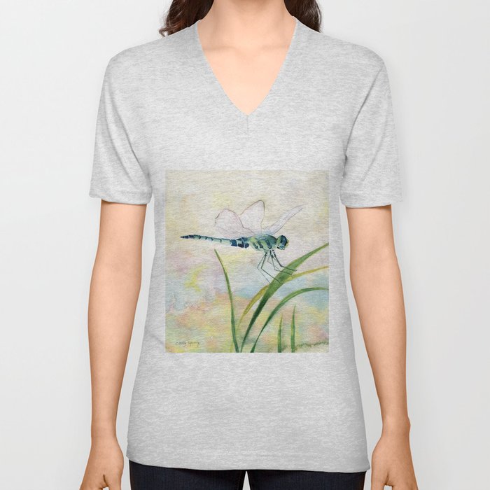Dragonfly Watercolor  V Neck T Shirt