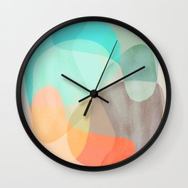 Shapes and Layers no.29 - Blue, Orange, Gray, abstract painting Wall Clock