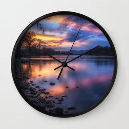 The Edge of Night sunset on the Sacramento River Wall Clock
