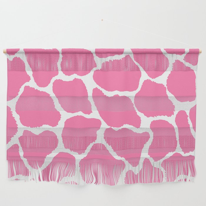 Trendy Abstract Girly Pink White Giraffe Animal Print Wall Hanging