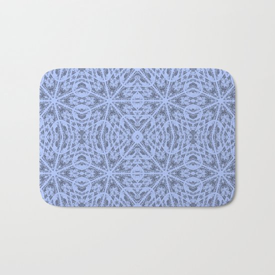 Blue Floral Pattern Bath Mat