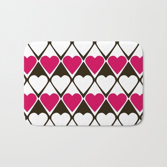 Abstract print with hearts Valentines Day love Bath Mat