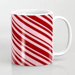 [ Thumbnail: Pink & Dark Red Colored Striped/Lined Pattern Coffee Mug ]