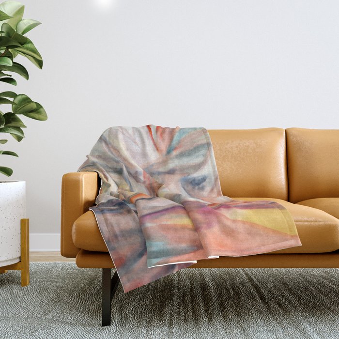 Botanical | Orange and Neutrals Throw Blanket