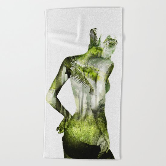 Tropical Woman Beach Towel