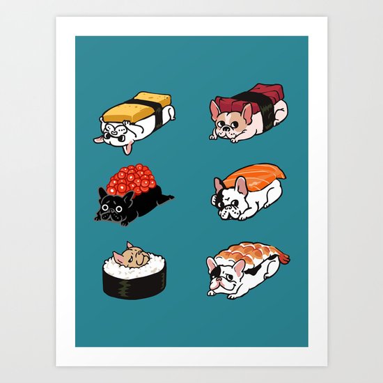 Sushi Frenchie Art Print