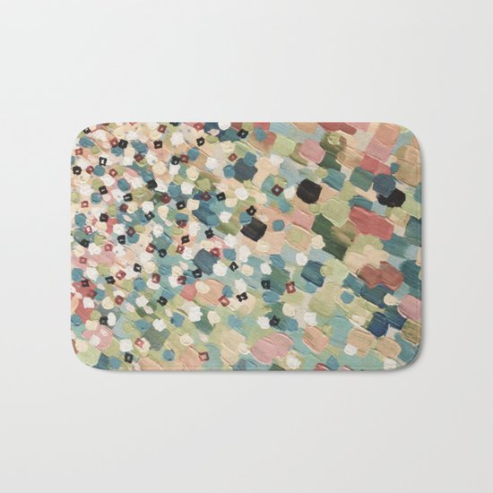 SWEPT AWAY 4 - Lovely Shabby Chic Soft Pink Ocean Waves Mermaid Splash Abstract Acrylic Painting Bath Mat