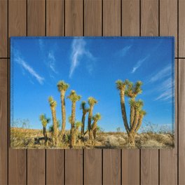 Golden Hour Sunlight on Joshua Trees, Nevada Desert Outdoor Rug