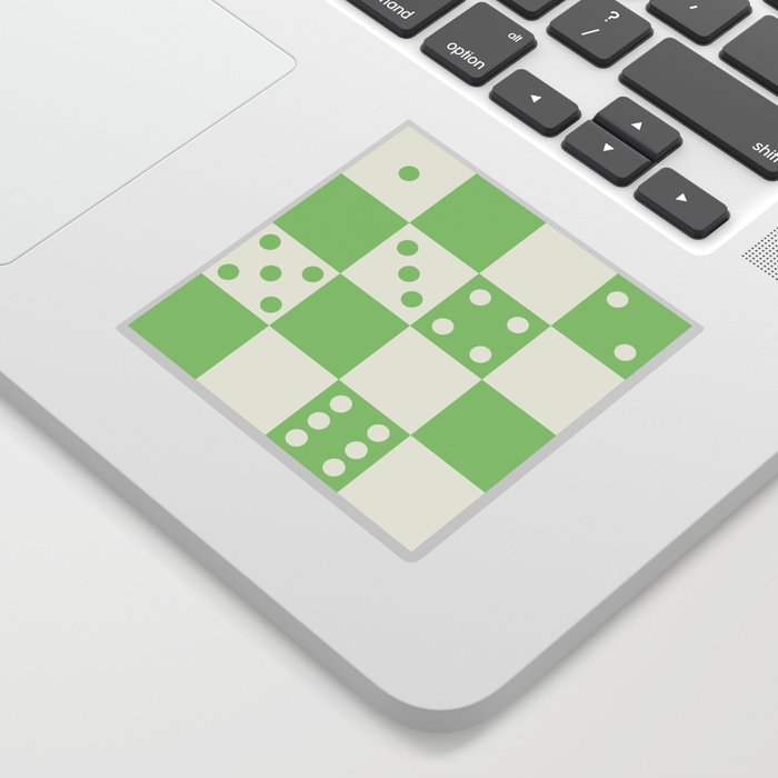 Checkered Dice Pattern (Creamy Milk & Spring Green Color Palette) Sticker
