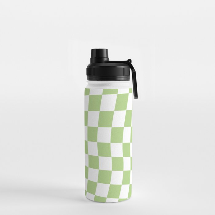 Lime Green Warped Check Water Bottle