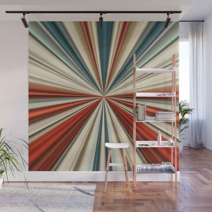 Conical Gradient Stripe Explosion Teal Copper Mix Wall Mural