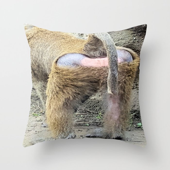 Monkey Butt Throw Pillow by Denrobcat Creations
