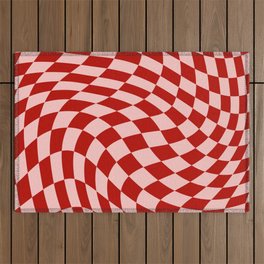 Red and pink swirl checker Outdoor Rug