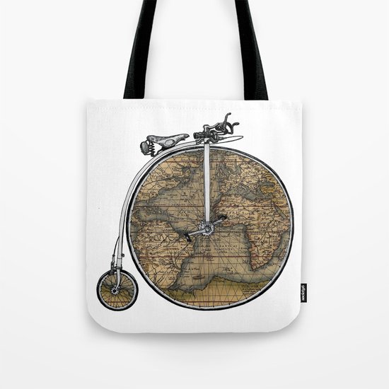 Penny Farthing Map Tote Bag