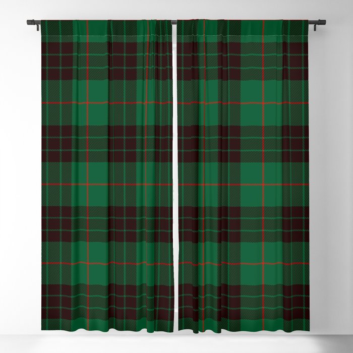 Dark Green Tartan with Black and Red Stripes Blackout Curtain