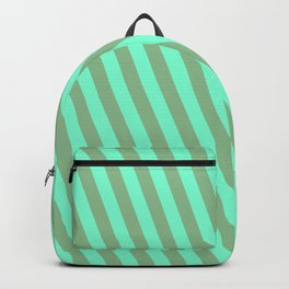 [ Thumbnail: Aquamarine & Dark Sea Green Colored Stripes Pattern Backpack ]