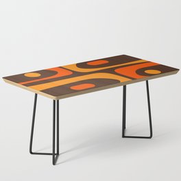 Mid-Century Modern Piquet Retro Minimalist Abstract in 70s Brown and Orange Coffee Table