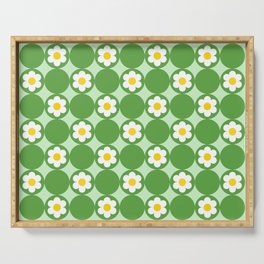 60's Bright Summer | Green Polka Dot Flower Serving Tray