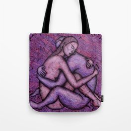 The embrace after the kiss; male and female couple lovers portrait painting wall decor Tote Bag