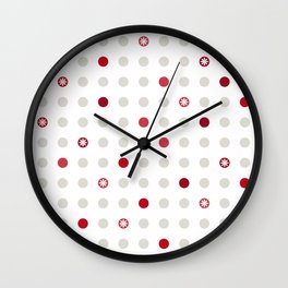 White Red Mid Mod Flower Polka Dots Wall Clock