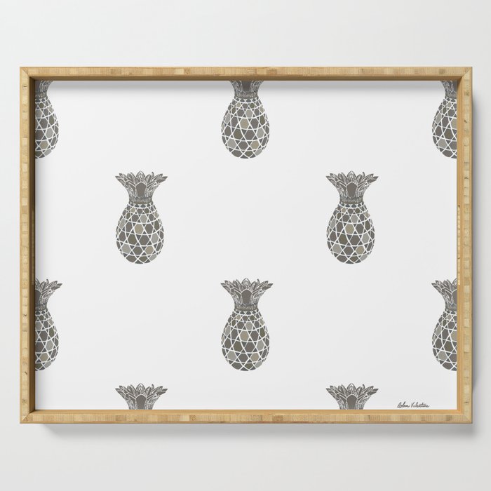 Taupe Pineapples Galore Serving Tray