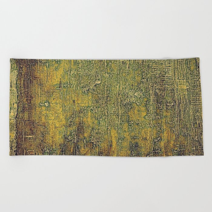 Old grunge background or aged shabby texture with different color patterns: yellow (beige); brown; gray; green Beach Towel
