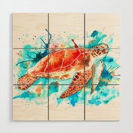 Beautiful Watercolour Turtle Wood Wall Art
