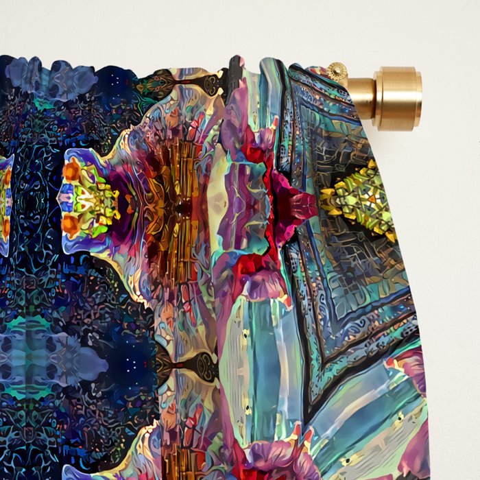 Kaleidoscope Abstract Hibiscus 2 Blossom Blackout Curtain By Cassy67