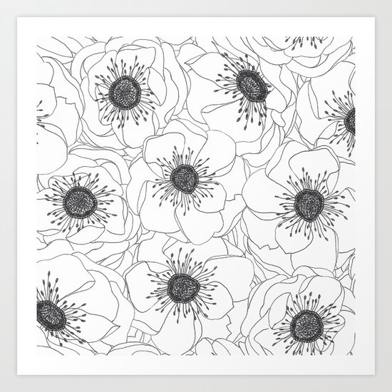 White Anemones Art Print