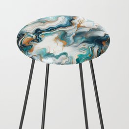 Teal, Blue & Gold Marble Agate  Counter Stool