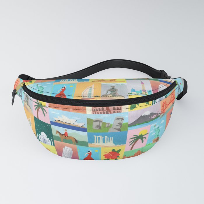 World Travel Postcards Fanny Pack by dasBrooklyn Society6
