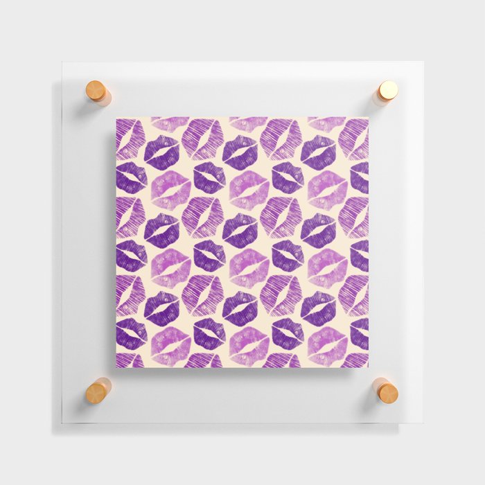 Pattern Lips in Purple Lipstick Floating Acrylic Print