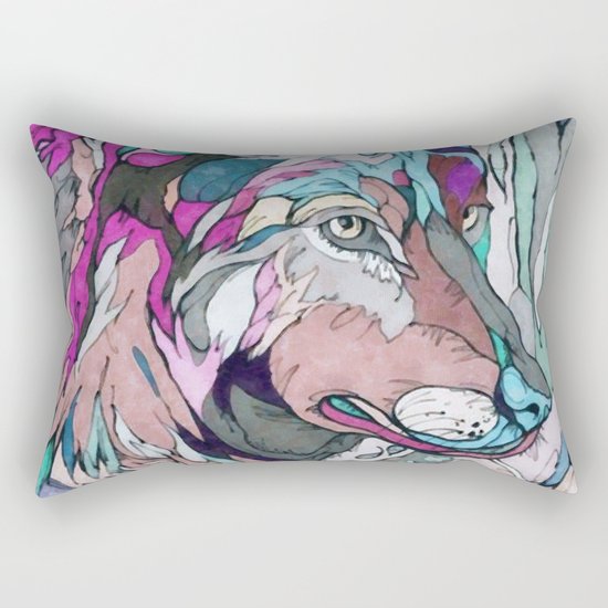 Colorful Wolf Rectangular Pillow